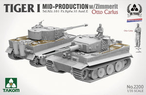 Takom 2200 Tiger I Mid Production w/zimmerit Sd.Kfz. 181 Pz.Kpfw. VI Ausf. E Otto Carius 1/35 – zdjęcie 2