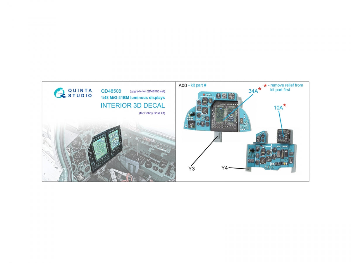 Quinta Studio QD48508 MiG-31BM luminous displays for QD48505/QDS-48505 sets (Hobby Boss) 1/48 – immagine 2