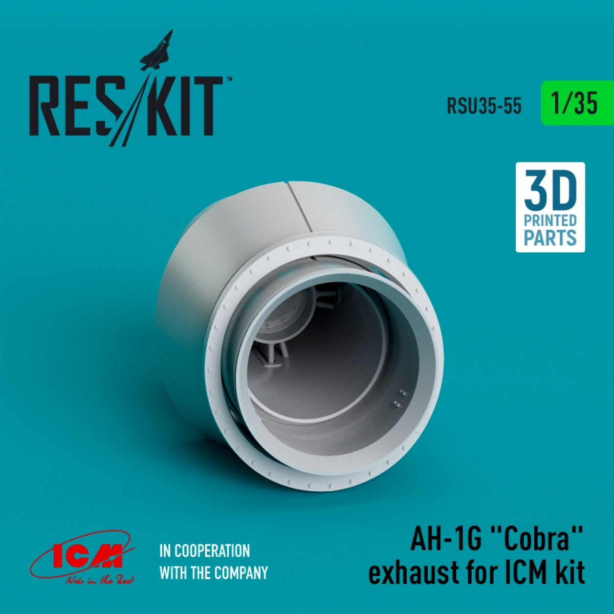RESKIT RSU35-0055 AH-1G &amp;quot;COBRA&amp;quot; EXHAUST FOR ICM KIT (3D PRINTED) 1/35