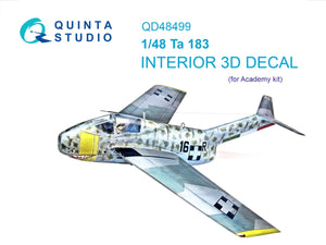 Quinta Studio QD48499 Ta 183 3D-Printed &amp;amp; coloured Interior on decal paper (Academy) 1/48