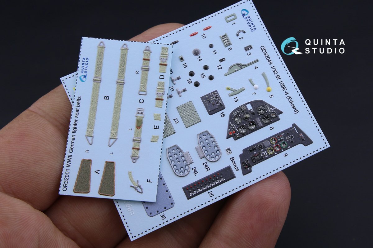 Quinta Studio QD32049 Bf 109E-4 3D-Printed &amp;amp; colored Interior on decal paper (for Eduard kit) 1/32 – image 2
