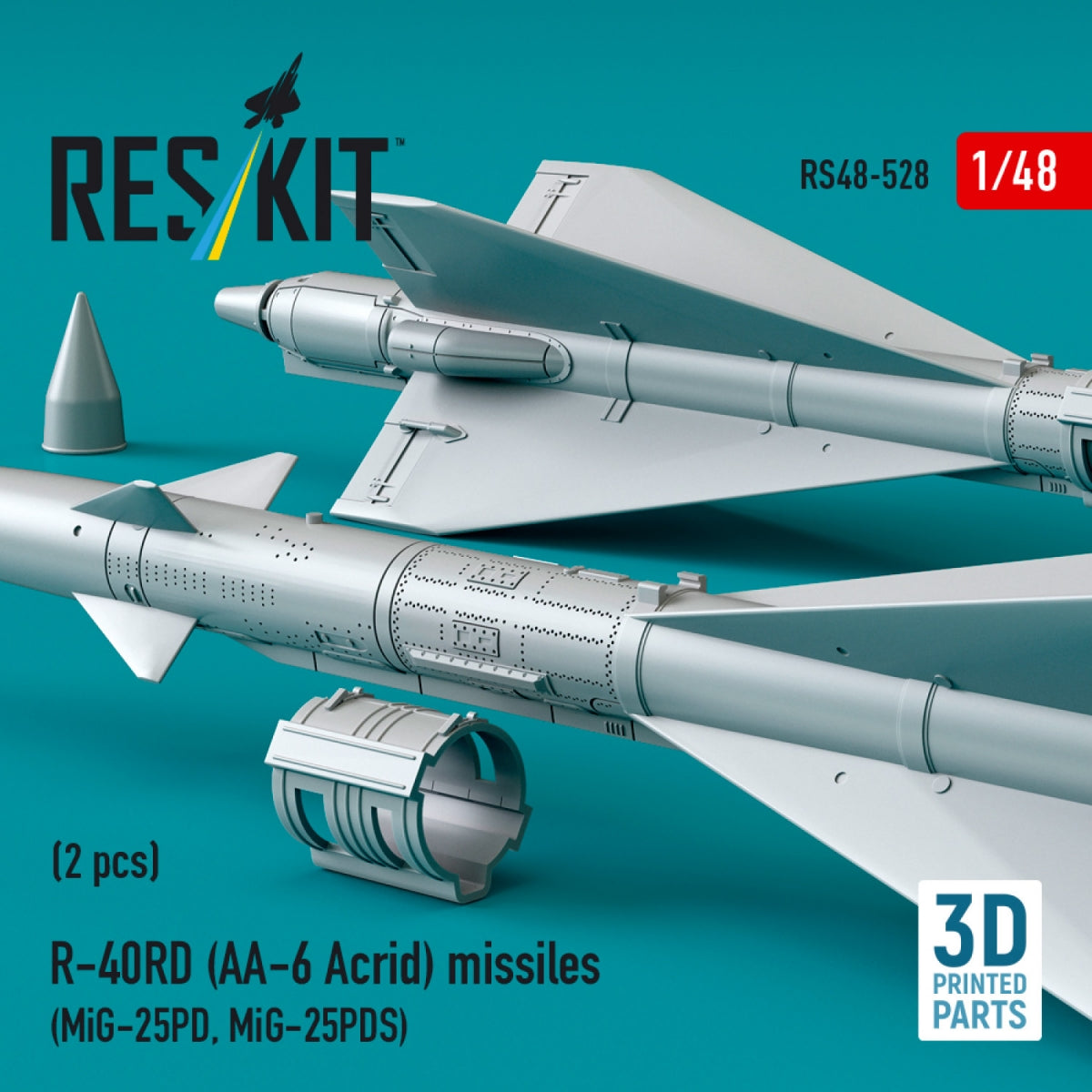 RESKIT RS48-0528 R-40RD (AA-6 &amp;quot;Acrid&amp;quot;) missiles (2 pcs) (3D printed) 1/48 – image 3