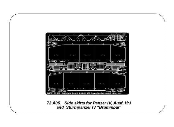 Aber 72A05 Osłony boczne do PzKpfw IV (H.J),Brummbar / Side skirts for PzKpfw IV (H.J),Brummbar 1/72 – immagine 6