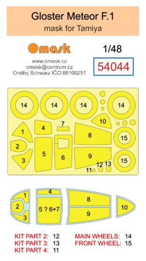 Omask 54044 Gloster Meteor F.1 mask (for Tamiya) 1/48 – zdjęcie 2