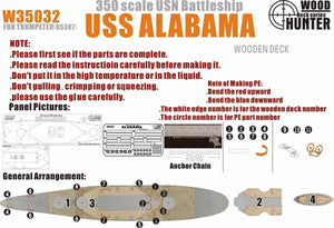 Wood Hunter W35032 Wood deck USS Alabama for Trumpeter 1/350