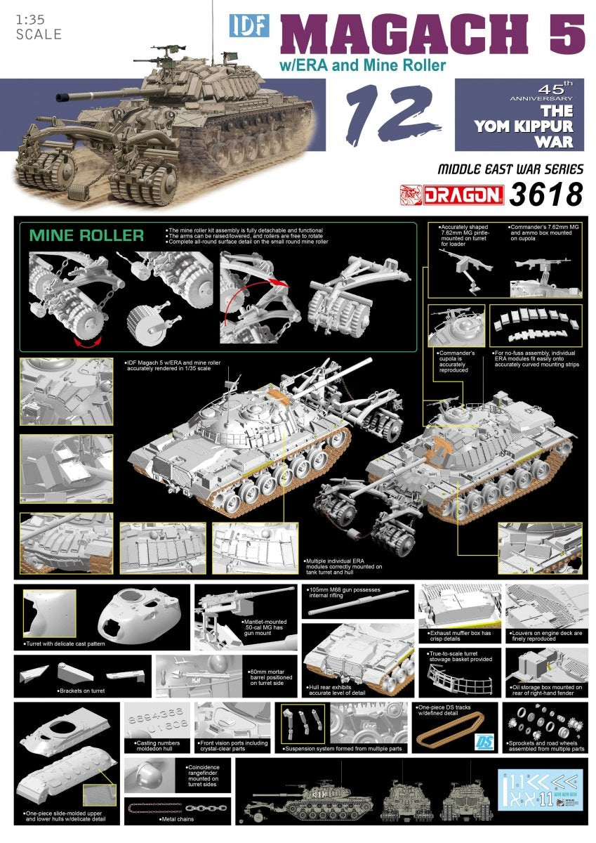 Dragon 3618 IDF Magach 5 w/ERA and Mine Roller 1/35