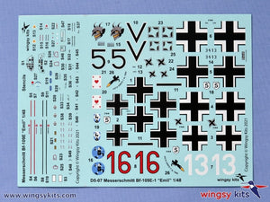 Wingsy Kits D5-07 German WWII Fighter MESSERSCHMITT Bf 109 E-1 1/48 – zdjęcie 12