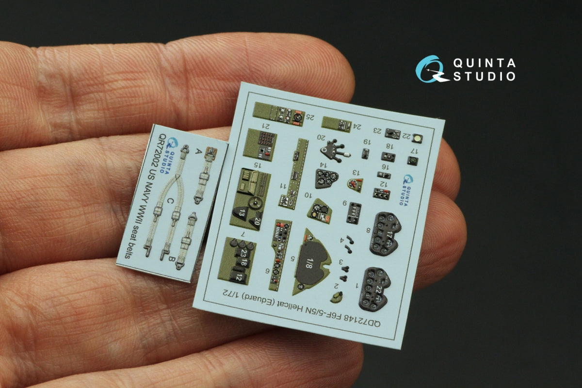 Quinta Studio QD72148 F6F-5 Hellcat 3D-Printed coloured Interior on decal paper (Eduard) 1/72 – zdjęcie 3
