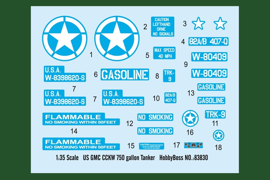 Hobby Boss 83830 US GMC CCKW 750 gallon Tanker 1/35 – image 4