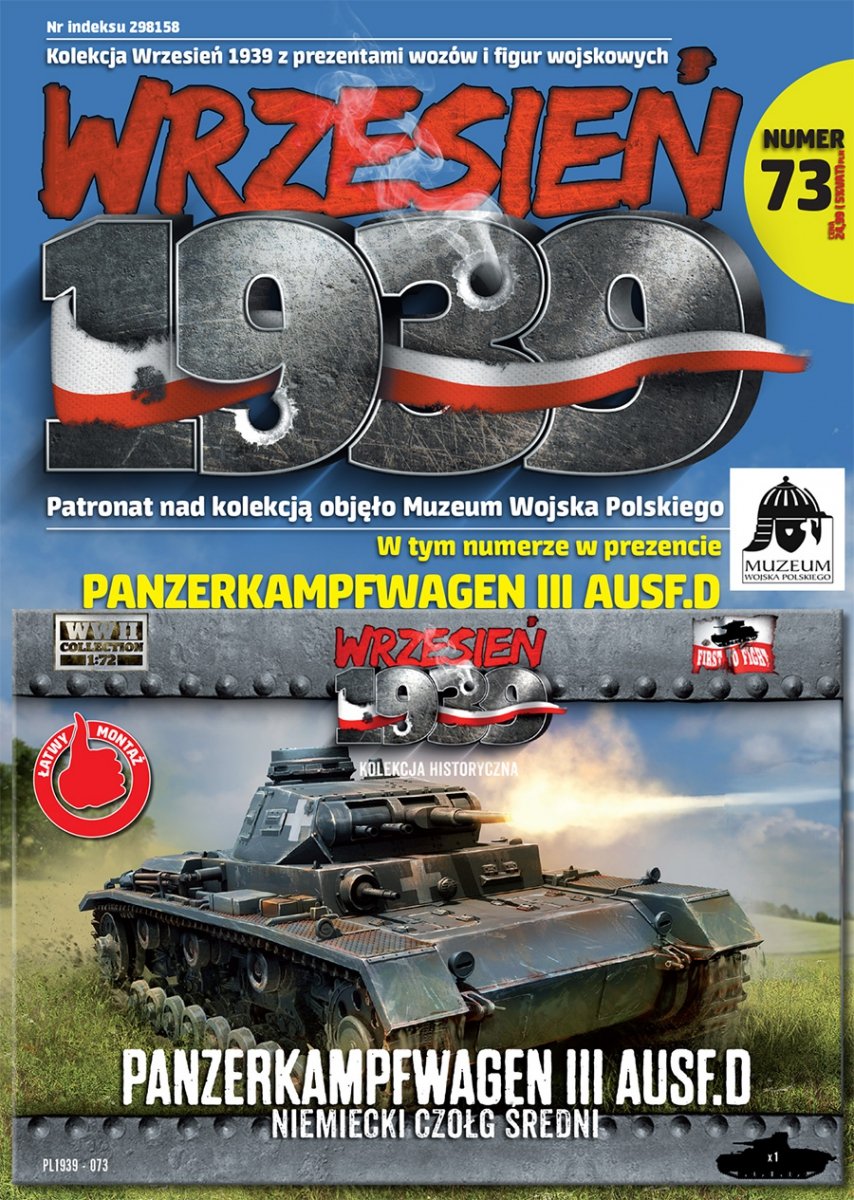 First to Fight PL073 Panzerkampfwagen III Ausf. D. Niemiecki czołg średni 1/72