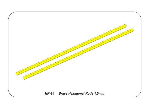 Aber HR-15 Sześciokątne pręty mosiężne 1,5mm długość 245mm / Brass hexagonal rods 1,5mm length 245mm x2 pcs. – zdjęcie 4