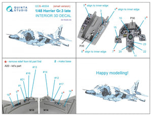 Quinta Studio QDS-48304 Harrier Gr.3 late 3D-Printed &amp;amp; coloured Interior on decal paper (Kinetic) (Small version) 1/48 – zdjęcie 2
