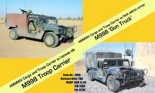 Dragon 7309 HMMWV Cargo and Troop Carrier+HMMWV Cargo and Troop Carrier w/canvas tilt 1/72
