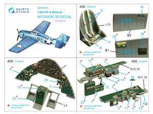 Quinta Studio QD48403 F4F-4 Wildcat 3D-Printed &amp;amp; coloured Interior on decal paper (Eduard) 1/48 – zdjęcie 2