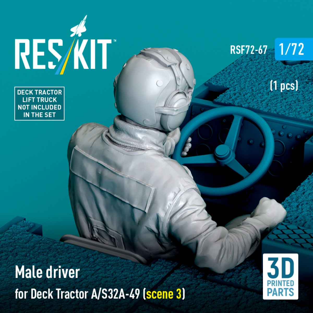 RESKIT RSF72-0067 Male driver for Deck Tractor A/S32A-49 (scene 3) (1 pcs) (3D Printed) 1/72 – zdjęcie 3