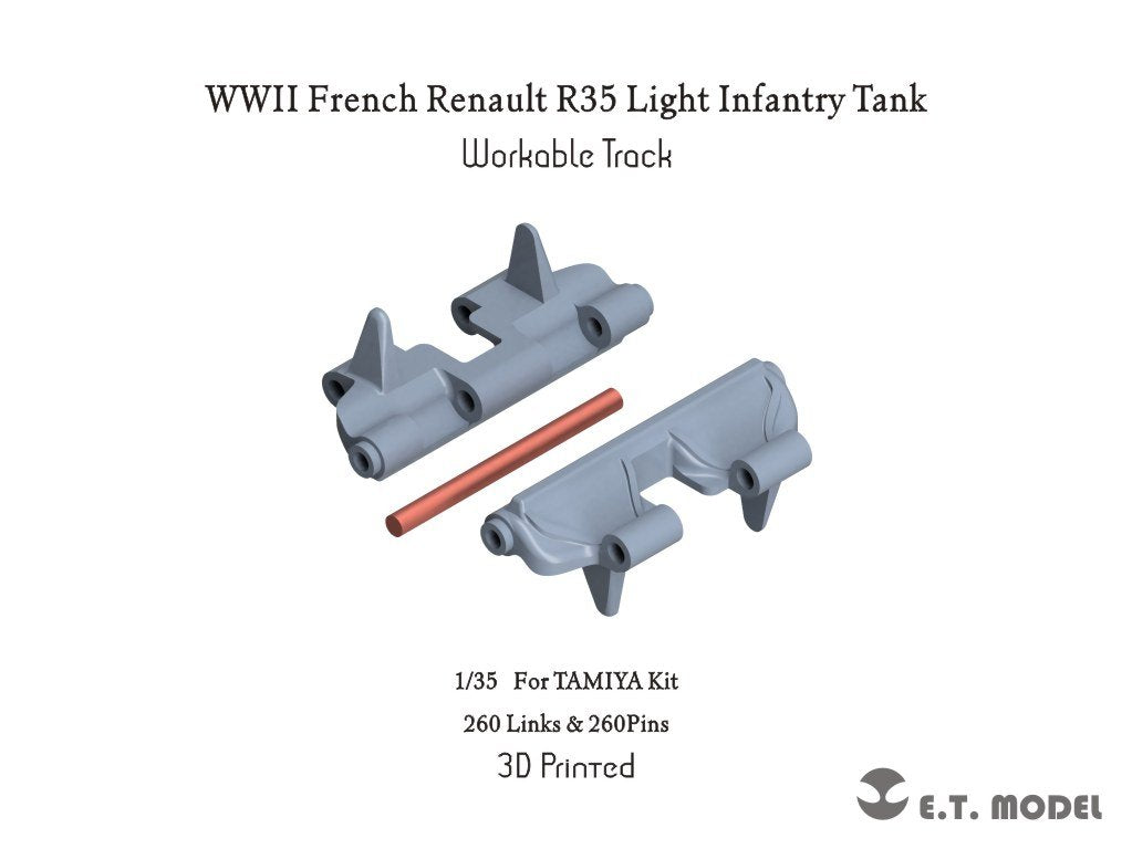 E.T. Model P35-033 WWII French Renault R35 Light Infantry Tank Workable Track ( 3D Printed ) 1/35