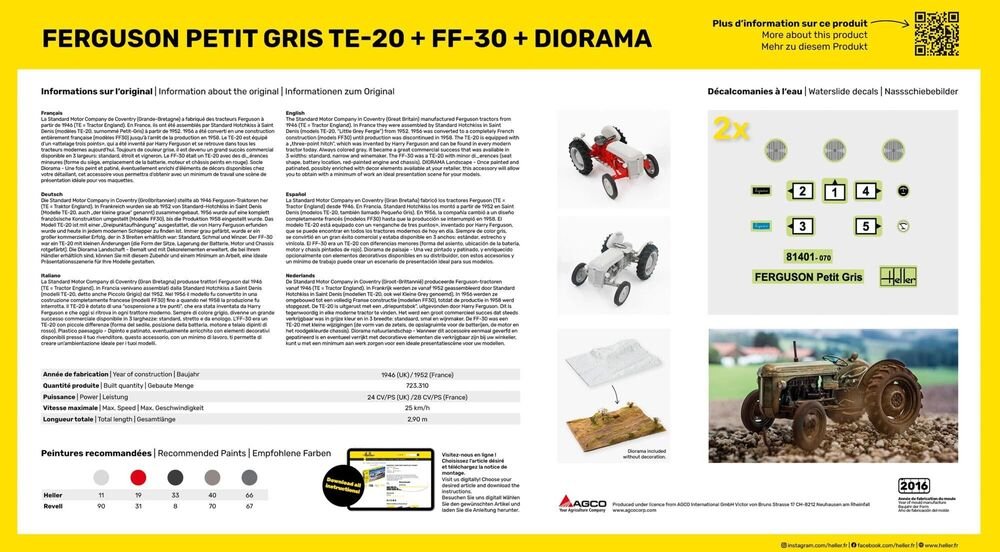 Heller 52326 Ferguson Petit Gris TE-20 + FF-30 + Diorama - Starter Kit 1/24 – zdjęcie 3