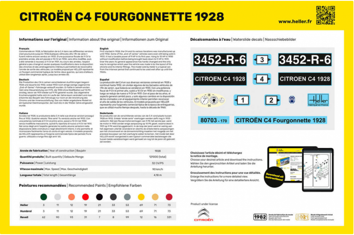 Heller 56703 - STARTER KIT Citroen C4 Fourgonnette 1926 in 1/24 – zdjęcie 4