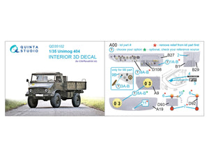 Quinta Studio QD35102 Unimog 404 3D-Printed &amp;amp; coloured Interior on decal paper (ICM) 1/35 – zdjęcie 2