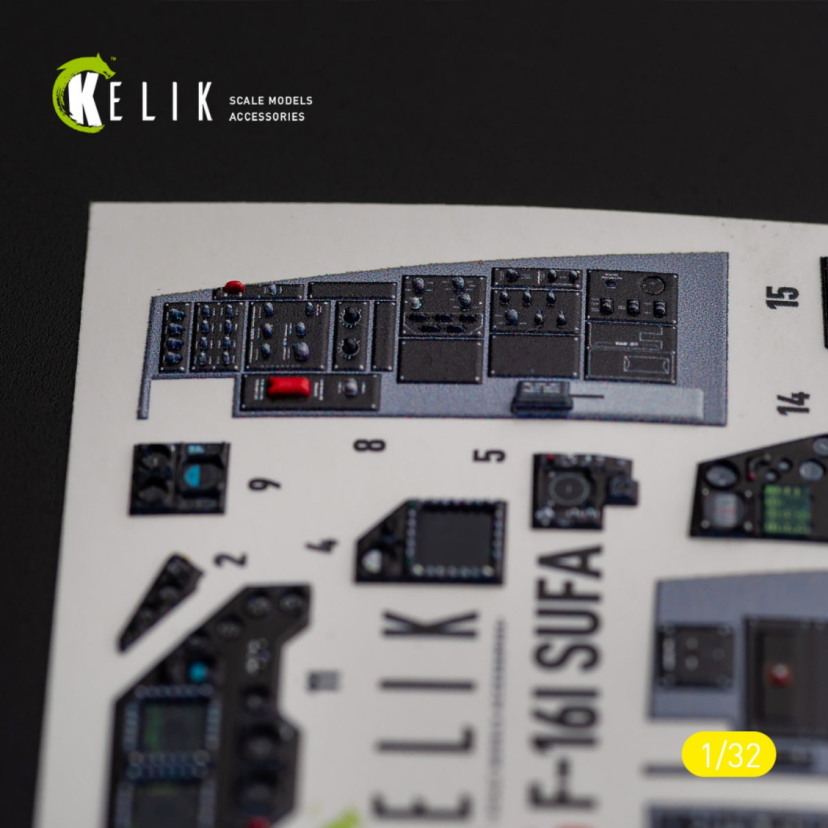 KELIK K32026 F-16I &amp;quot;Sufa&amp;quot; - interior 3D decals for Academy kit 1/32 – image 7