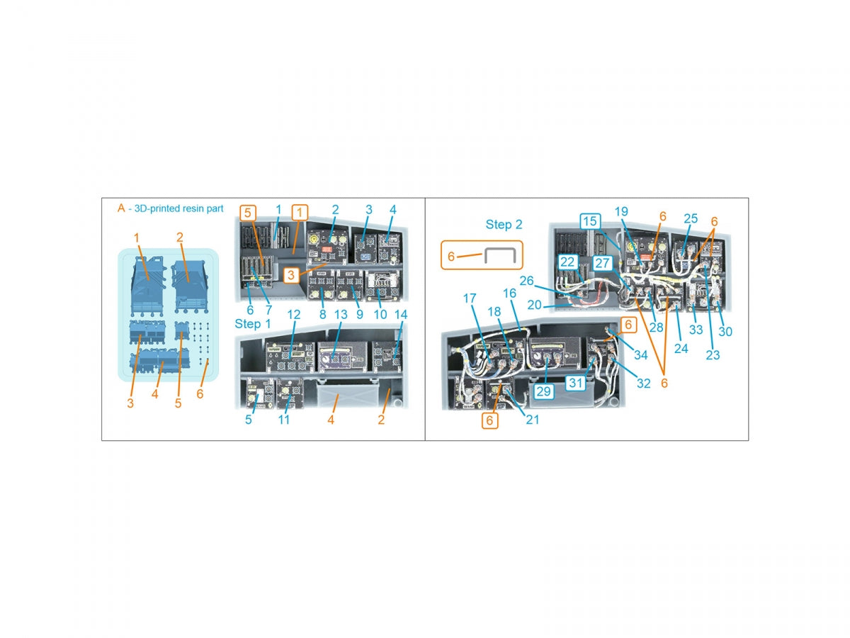 Quinta Studio QD+35144 AH-64A forward avionics bays 3D-Printed &amp;amp; coloured Interior on decal paper (Trumpeter) (with 3D-printed resin parts) 1/35 – zdjęcie 7