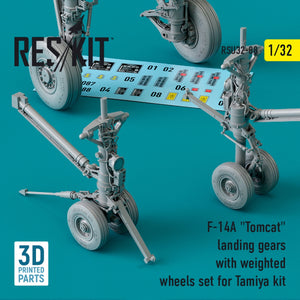 RESKIT RSU32-0088 F-14A &amp;quot;TOMCAT&amp;quot; LANDING GEARS WITH WEIGHTED WHEELS SET FOR TAMIYA KIT (3D PRINTED) 1/32 – imagen 2