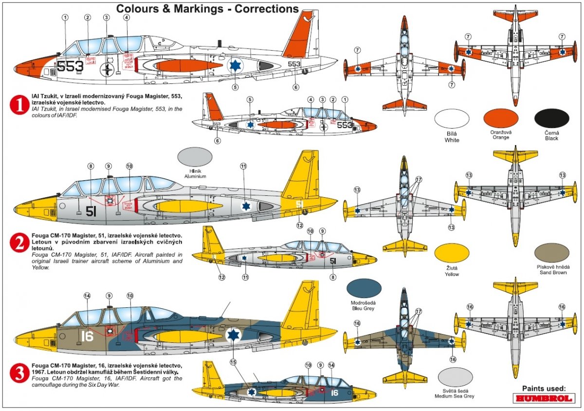 Kovozavody Prostejov KPM0243 Fouga CM-170 Magister „Over Israel“ 1/72 – zdjęcie 2