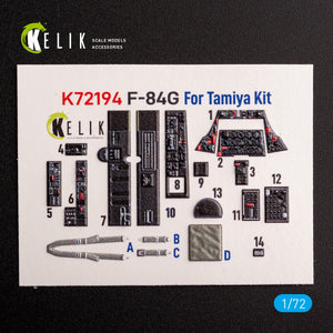 Kelik K72194 F-84G Thunderjet - interior 3D decals for Tamiya kit 1/72