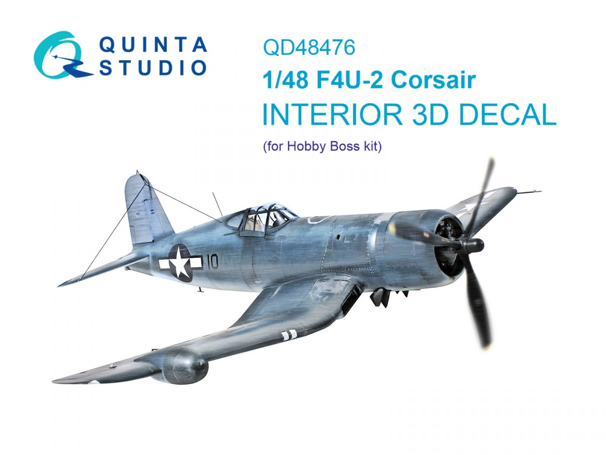 Quinta Studio QD48476 F4U-2 Corsair 3D-Printed colored Interior on decal paper (Hobby Boss) 1/48