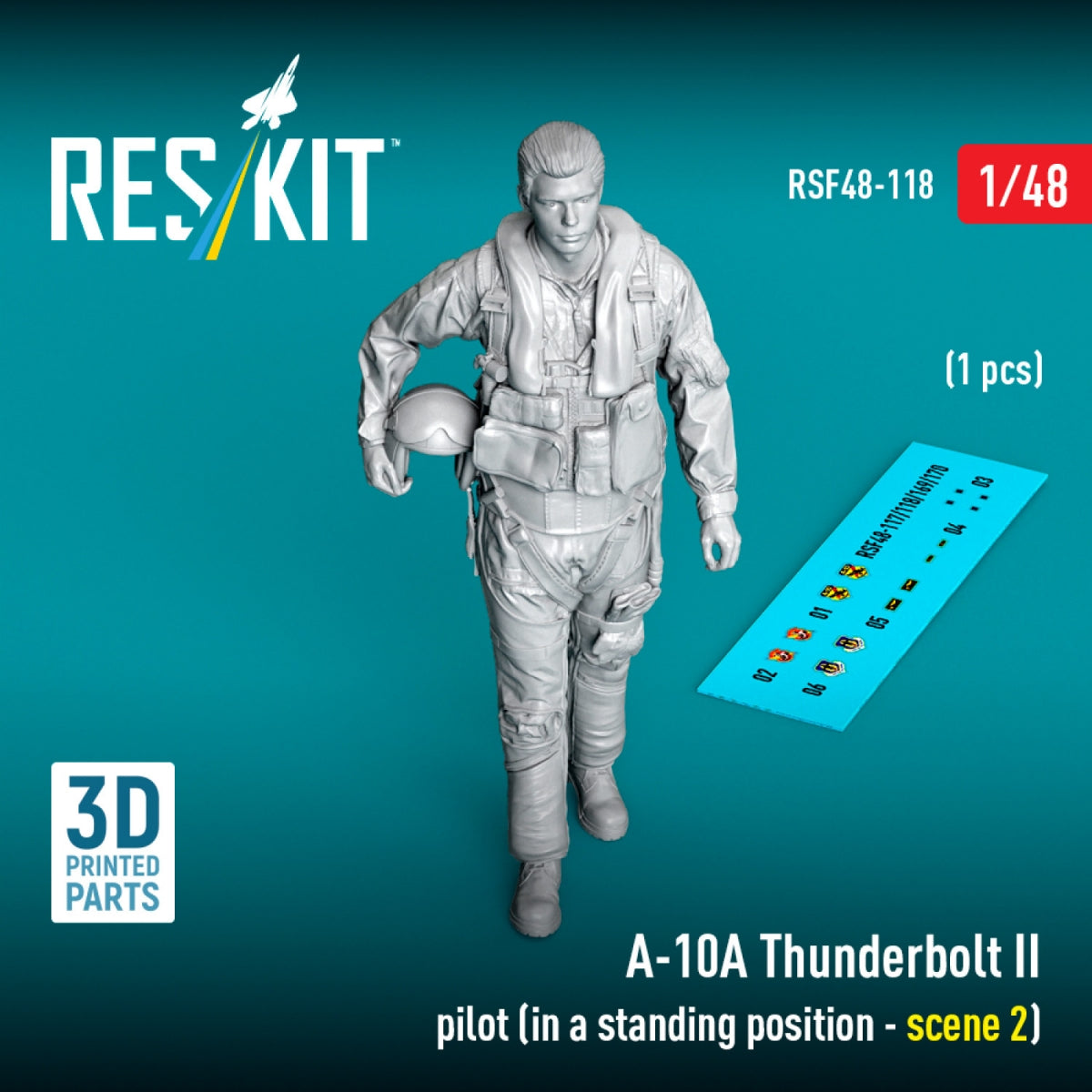 RESKIT RSF48-0118 A-10A Thunderbolt II pilot (in a standing position - scene 2) (1 pcs) (3D Printed) 1/48
