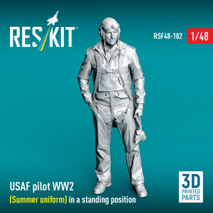 RESKIT RSF48-0102 USAF pilot WW2 (Summer uniform) in a standing position (3D Printed) 1/48