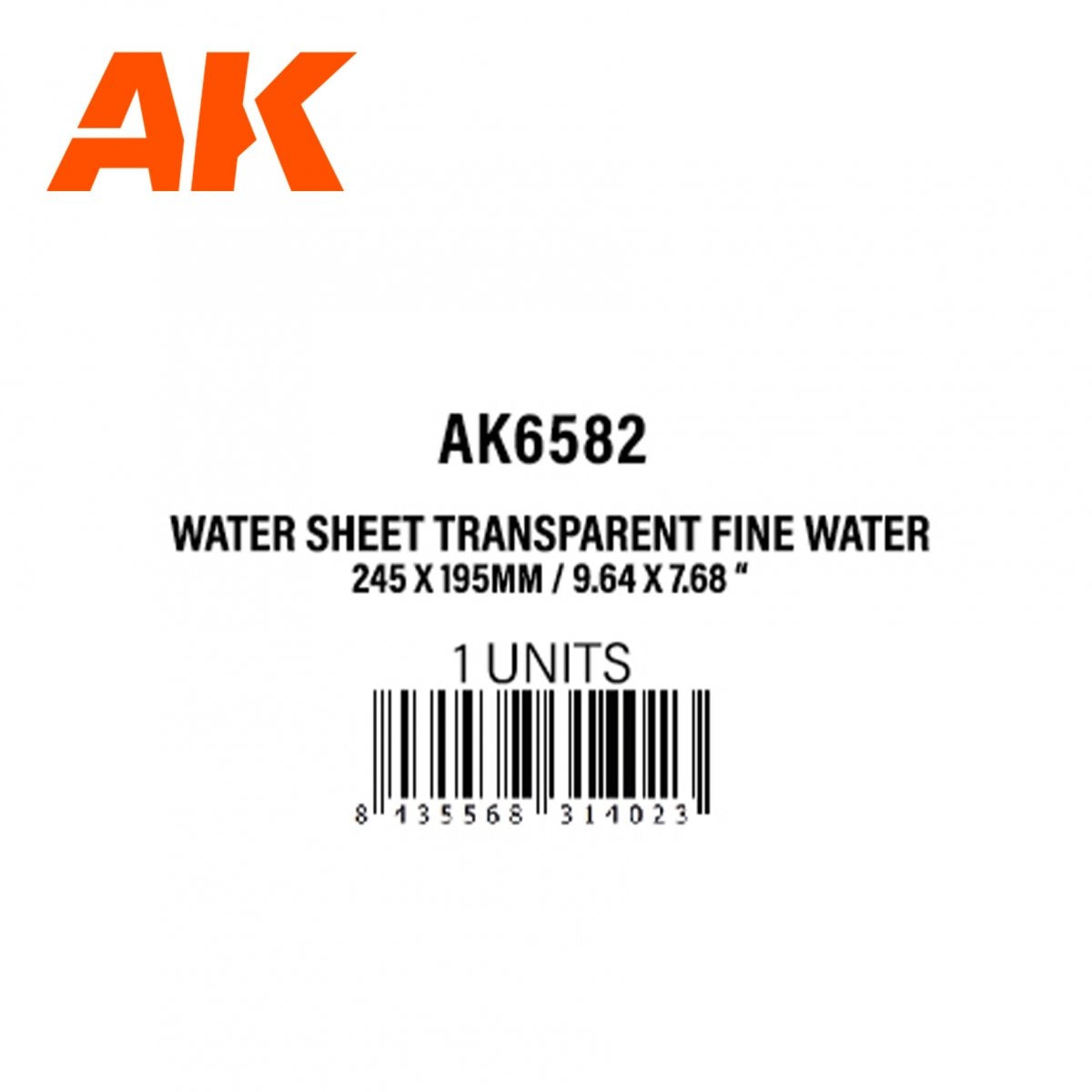 AK Interactive AK6582 WATER SHEET TRANSPARENT FINE WATER 245 X 195MM / 9.64 X 7.68 “ – TEXTURED ACRYLIC SHEET – 1 UNIT – zdjęcie 2