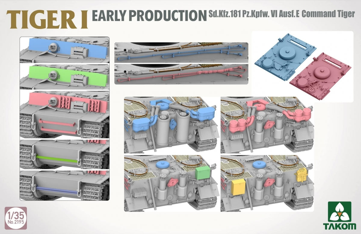Takom 2195 TIGER I EARLY-PRODUCTION Sd.Kfz.181 Pz.Kpfw.VI Ausf.E Command Tiger 1/35 – imagen 4