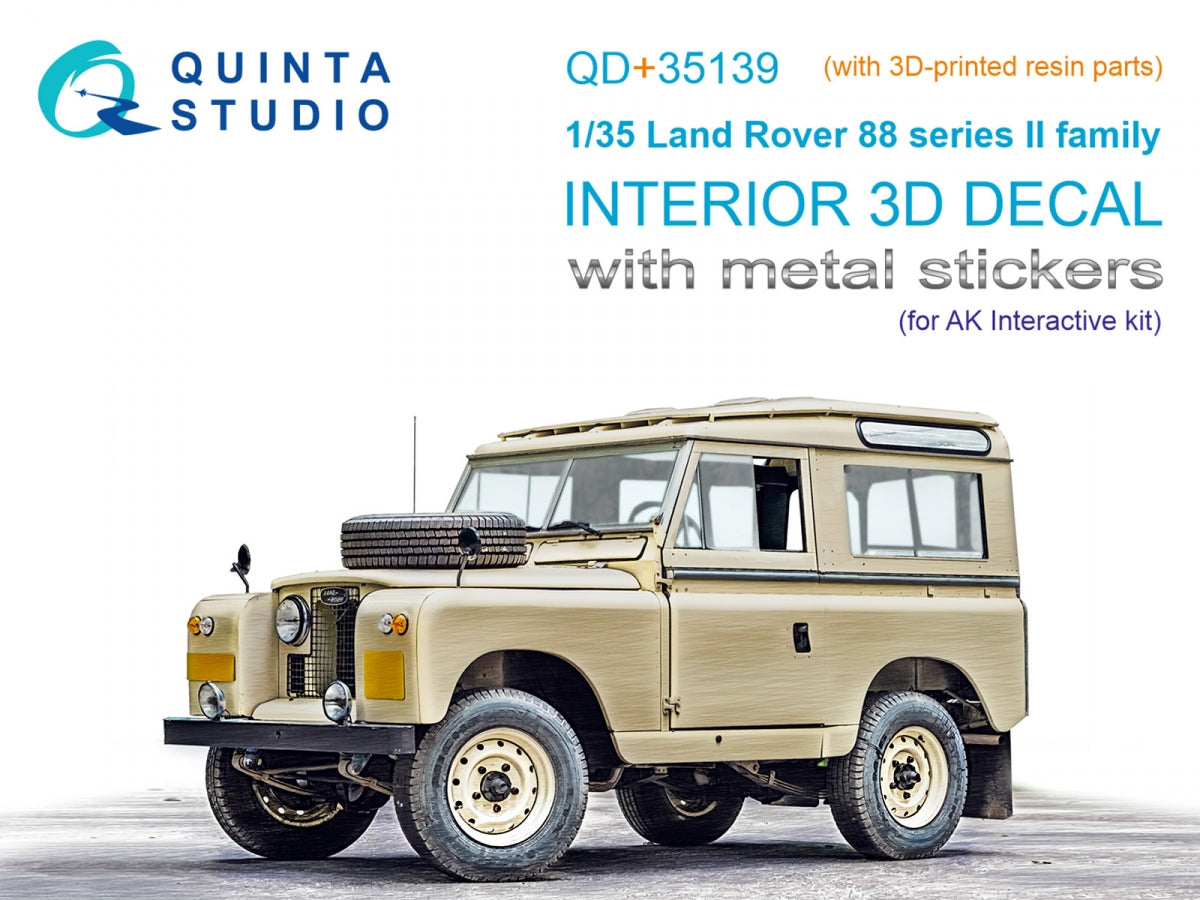 Quinta Studio QD+35139 Land Rover 88 series II family 3D-Printed &amp;amp; coloured Interior on decal paper (AK Interactive) (with 3D-printed resin parts) 1/35