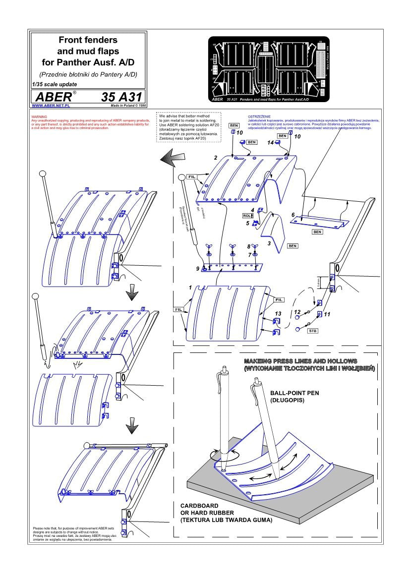 Aber 35A031 Przednie błotniki do Pantery A/D 1/35 – immagine 4