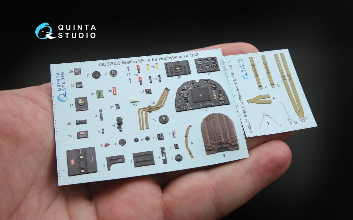Quinta Studio QD32030 Spitfire Mk.V 3D-Printed &amp;amp; coloured Interior on decal paper (for Hobbyboss kit) 1/32 – zdjęcie 2