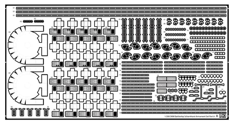 MK1 Design MD-20024 DKM Battleship SCHARNHORST DX PACK for Trumpeter 1/200 – zdjęcie 47