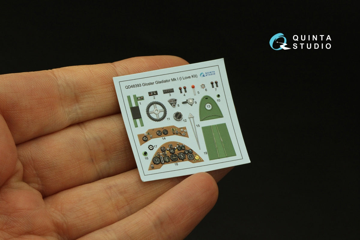 Quinta Studio QD48393 Gloster Gladiator MKI 3D-Printed &amp;amp; coloured Interior on decal paper (I Love Kit) 1/48 – immagine 4
