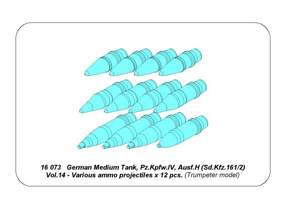 Aber 16073 Panzer IV various 7.5 cm ammo projectiles x 12 pcs. (1/16) – image 6