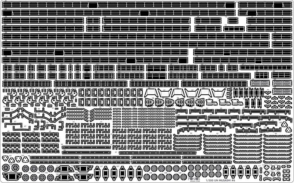 Pontos 37025FB IJN Musashi 1944 Detail up set Advanced Coal Black deck 1/350 – immagine 14