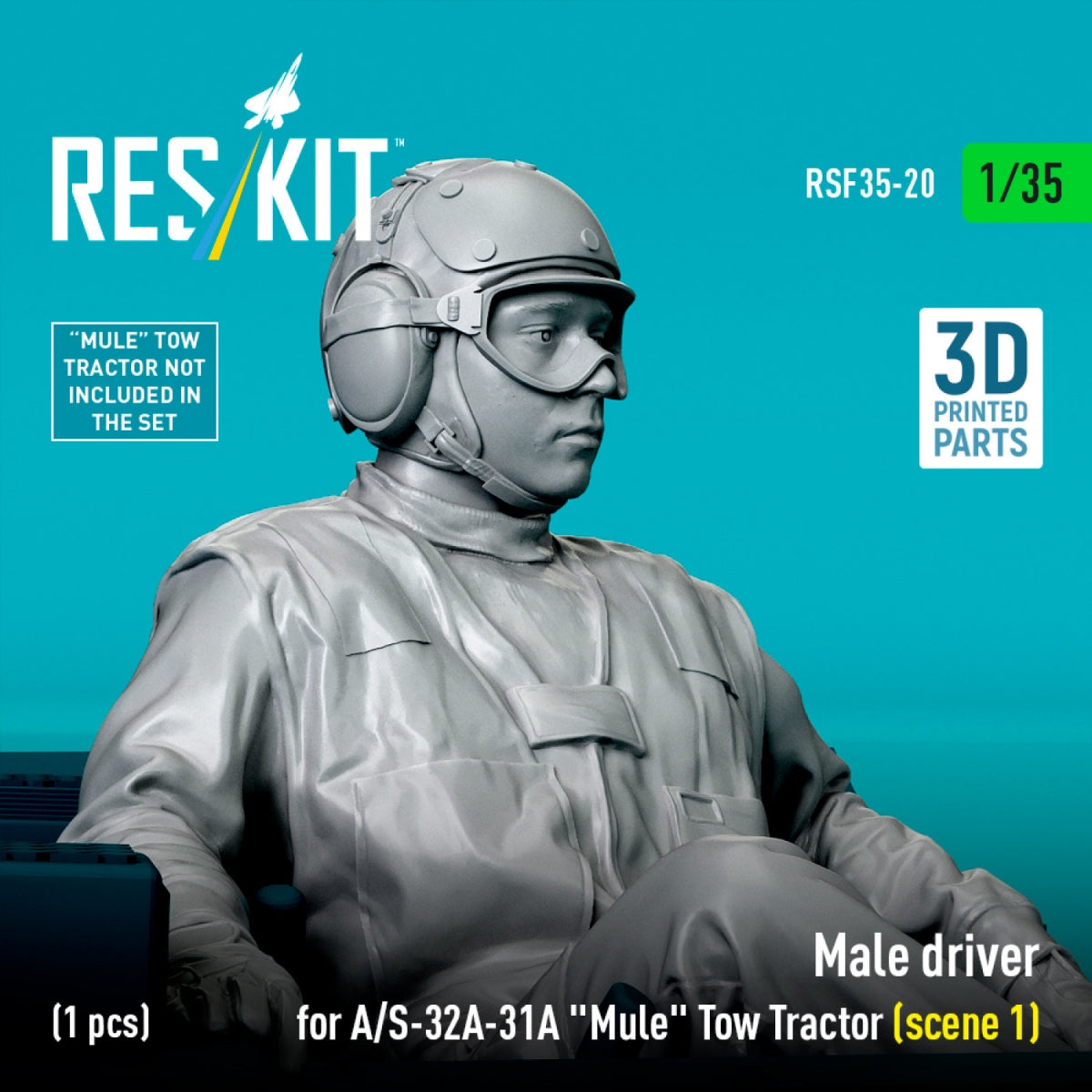 RESKIT RSF35-0020 Male driver for A/S-32A-31A "Mule" Tow Tractor (scene 1) (1 pcs) (3D Printed) 1/35