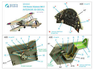 Quinta Studio QD48402 Gloster Gladiator MKII 3D-Printed &amp;amp; coloured Interior on decal paper (I Love Kit) 1/48 – zdjęcie 2