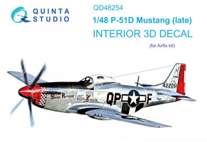 Quinta Studio QD48254 P-51D Late 3D-Printed &amp;amp; colored Interior on decal paper (Airfix) 1/48