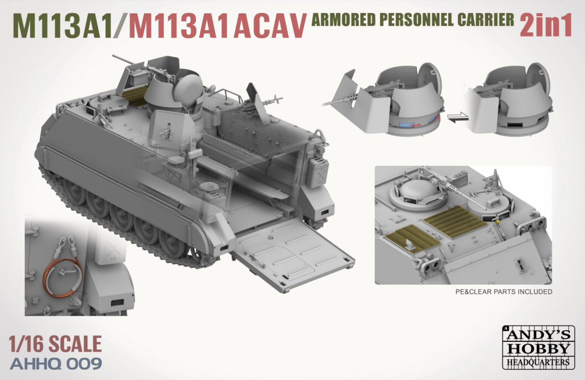Andy&amp;#39;s Hobby Headquarters AHHQ-009 M113A1 / M113A1 ACAV 2 in 1 Kit 1/16 – zdjęcie 6