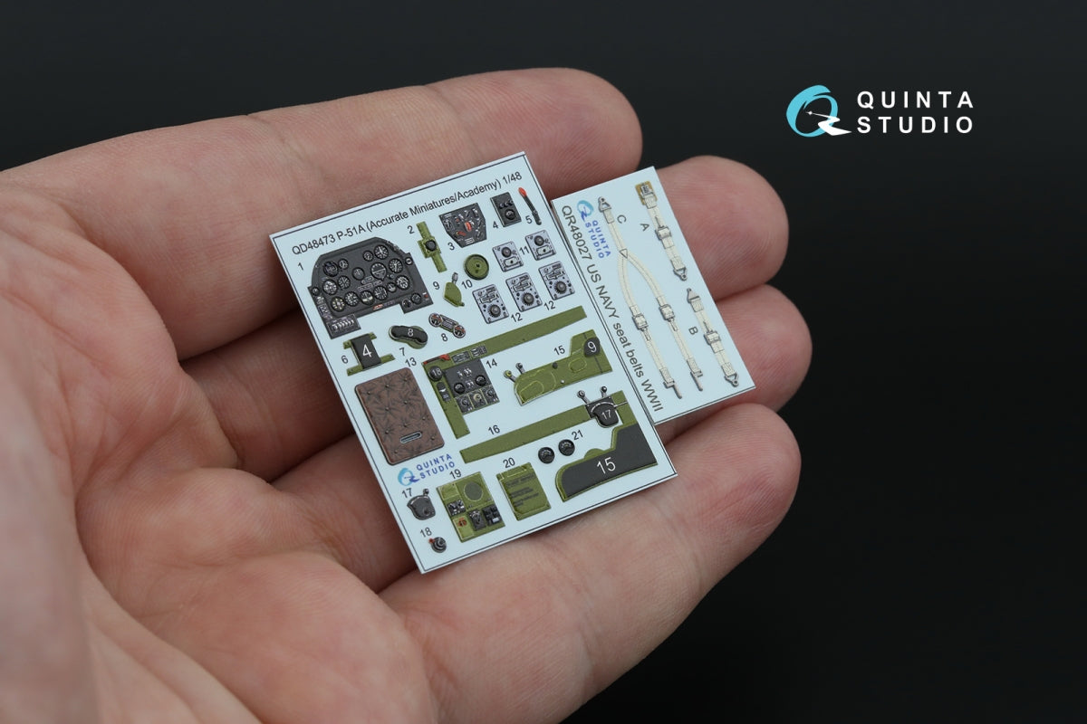Quinta Studio QD48473 P-51A 3D-Printed colored Interior on decal paper (Accurate Miniatures/Academy) 1/48 – image 3