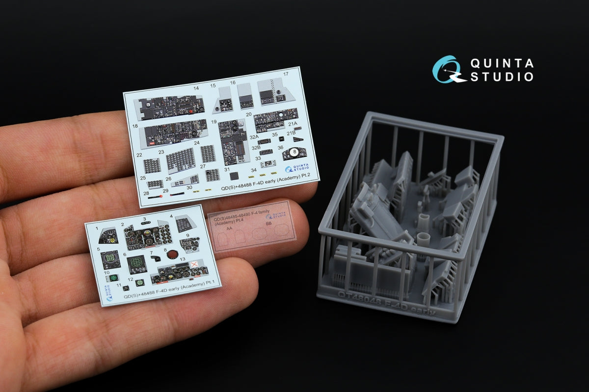 Quinta Studio QDS+48488 F-4D early Phantom II 3D-Printed &amp;amp; coloured Interior on decal paper (Academy) (Small version) (with 3D-printed resin parts) 1/48 – zdjęcie 2