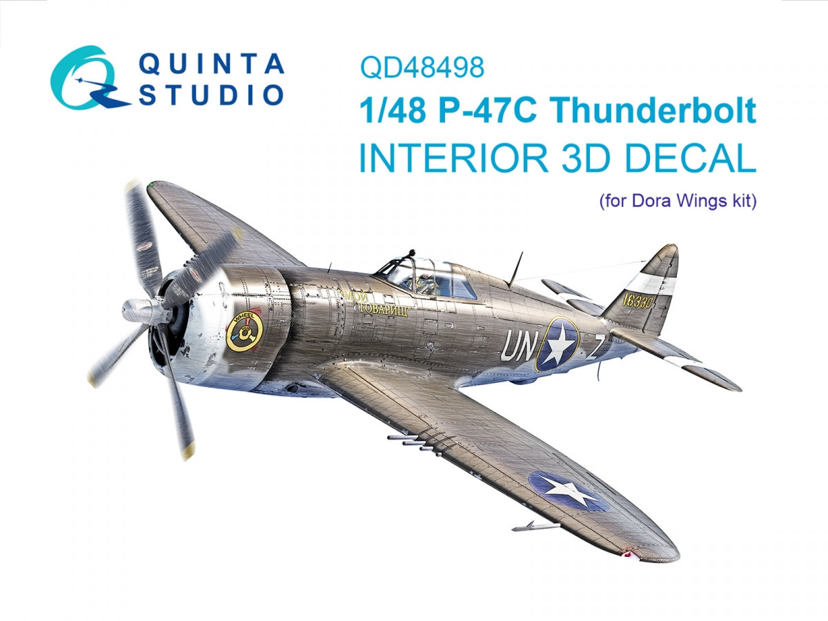 Quinta Studio QD48498 P-47С Thunderbolt 3D-Printed &amp;amp; coloured Interior on decal paper (Dora Wings) 1/48