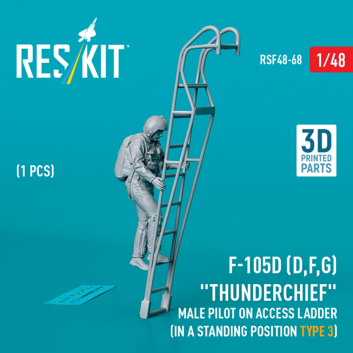 RESKIT RSF48-0068 F-105 (D,F,G) &amp;quot;Thunderchief&amp;quot; male pilot on access ladder (in a standing position - type 3) (1 pcs) (3D Printed) 1/48 – image 2