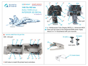 Quinta Studio QDS+48347 FA-18D late 3D-Printed coloured Interior on decal paper (Hasegawa) (with 3D-printed resin parts) (Small version) 1/48 – zdjęcie 2