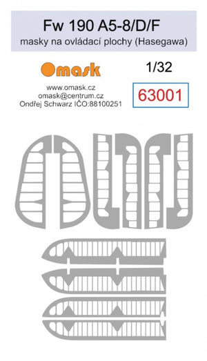 Omask 63001 Fw 190 A5-8 / D / F masks for control surfaces (for Hasegawa) 1/32